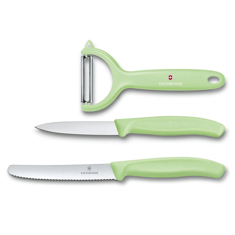 Набор Victorinox Swiss Classic Trend Colors Paring Knife Set with Tomato and Kiwi Peeler (6.7116.33L42) цвет светло-зелёный | Wenger-Victorinox.Ru