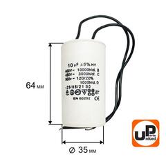 Конденсатор UNITED PARTS CBB60, 10 мкФ, 450В, гибкие выводы (90-0324)