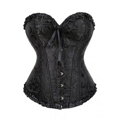 Черный корсет с цветочным принтом (M)