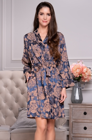 Короткий халат из жаккардового полотна 8533