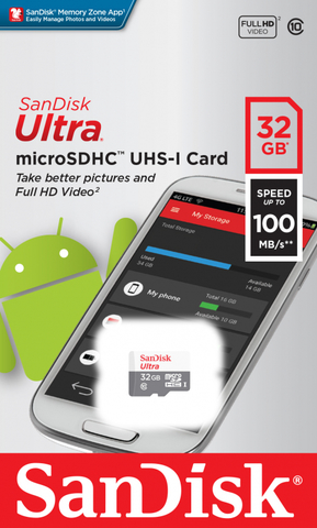 Карта памяти SanDisk microSDHC 32Gb UHS-I Ultra Class10 (100MB)