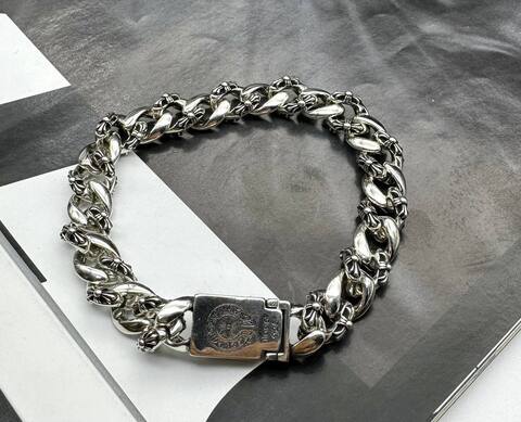 Браслет массивный из стали с посеребрением style by CHROME HEARTS