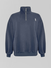 Свитшот однотонный с полузамком и логотипом на груди