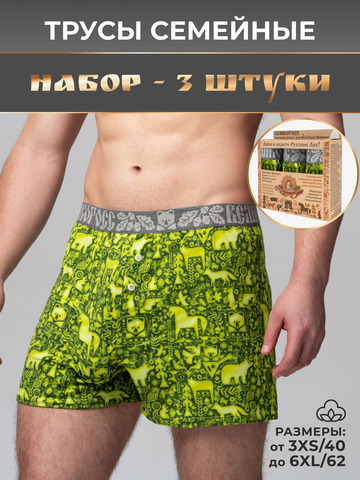 Комплект из 3-х семейных трусов - «Весенний лес»