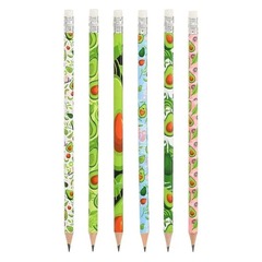 
          Набор черных простых заточенных карандашей, 12 шт, с ластиком, MC-Basir, с рисунком Авокадо, деревянные обычные чернографитные карандаши для начинающих, HB (твердо-мягкий), графитовые серые для школы