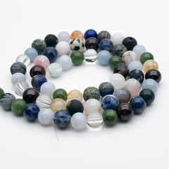 Натуральные камни микс, диаметр около 5,7-6,4 мм, цена за нить 62 шт