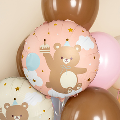 К 18''/46 см, Круг, Мишка с кексиком, Розовый, 1 шт.