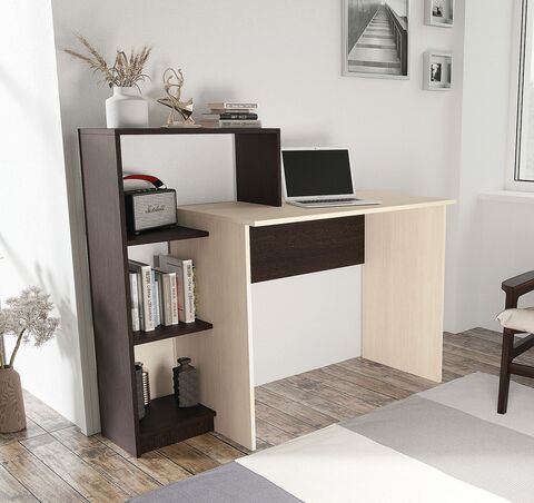 Стол компьютерный №5 (УПКФ) (Дуб беленый/Дуб венге ФВ)