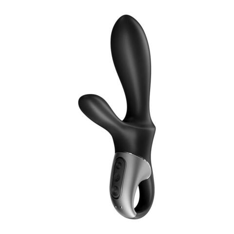 Черный анальный вибратор Heat Climax+ с функцией нагрева - 20,6 см. - Satisfyer 4001654