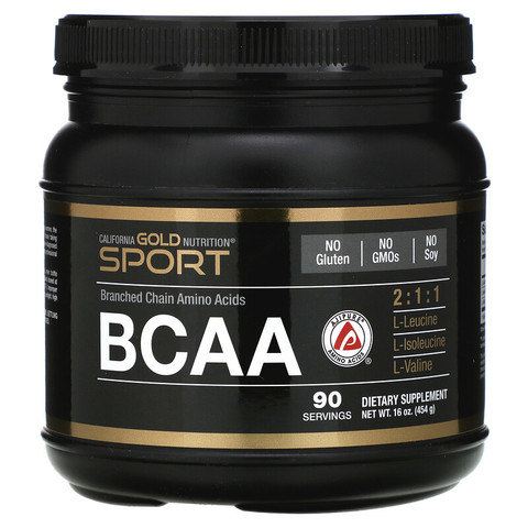 California Gold Nutrition, Порошок BCAA, AjiPure®, аминокислоты с разветвленными цепями, 454 г (16 унций)