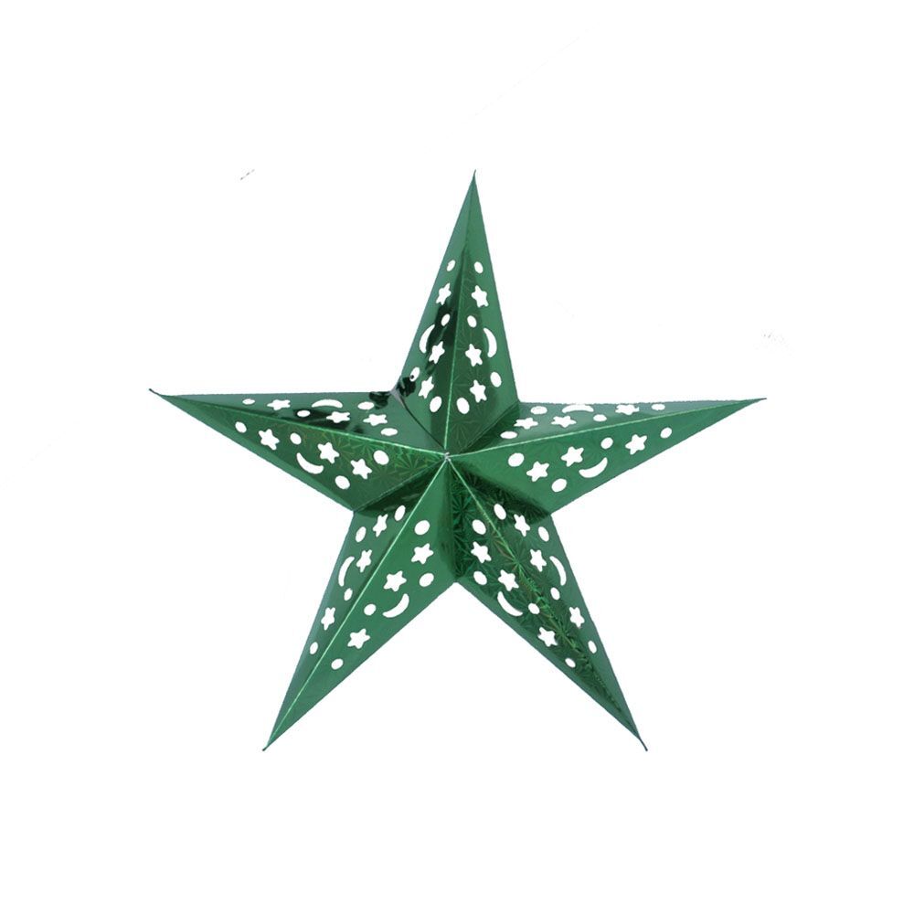 Бумажная звезда, 45 см, 5-конечная, голографическая, Зеленый