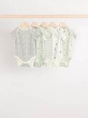 Боди с коротким рукавом для малышей Next E57-523, 5 шт., Молочный, Серый, Мятный