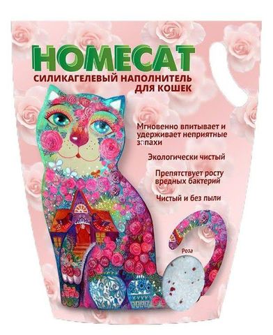 HOMECAT Роза силикагелевый наполнитель для кошачьих туалетов с ароматом розы 7,6л