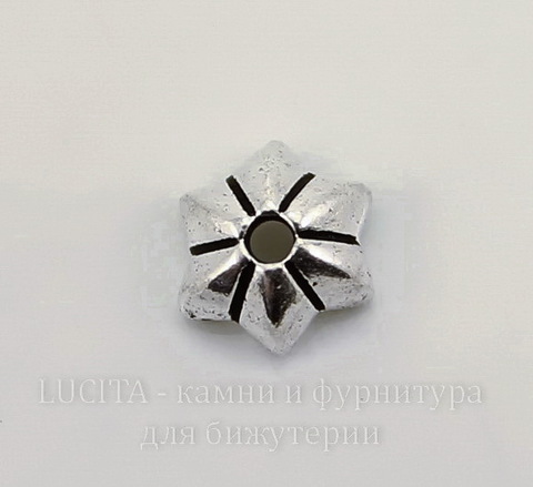 Шапочка для бусины TierraCast "Talavera Star" (цвет-античное серебро) 6х5х2 мм