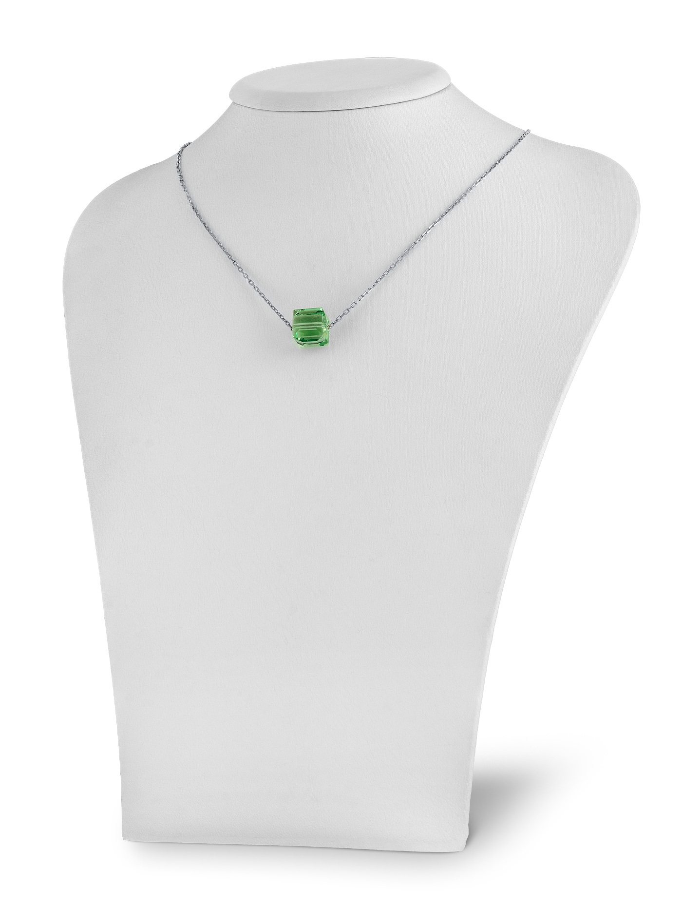 Серебряный чокер на шею с зеленым кристаллом Swarovski