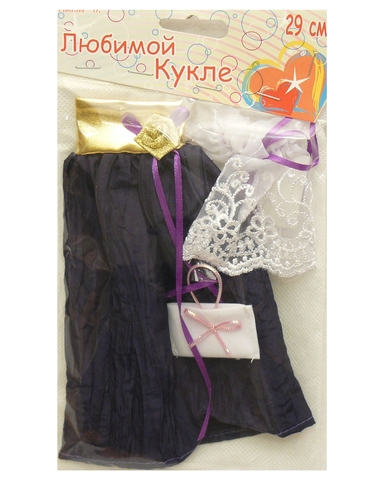 Платье из жатой парчи - Фиолетовый / золото. Одежда для кукол, пупсов и мягких игрушек.