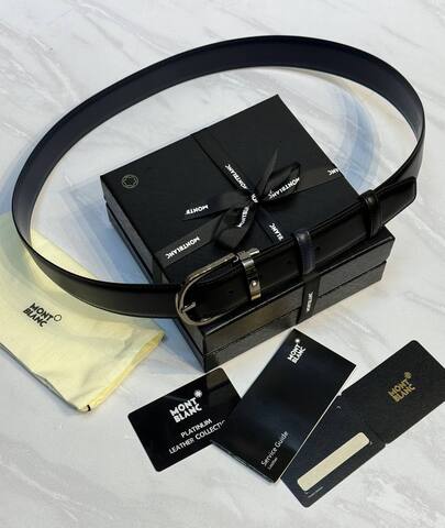 Двусторонний ремень Montblanc из кожи черного цвета 35мм