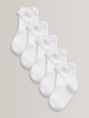 Носки хлопковые с рюшами для девочки Next A45-574, 5 шт., Белый