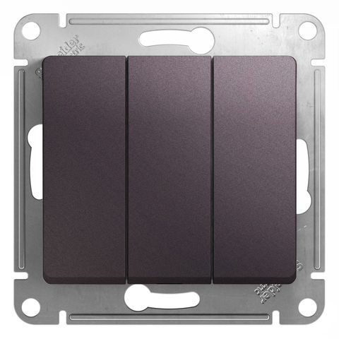 Выключатель трехклавишный, 10АХ. Цвет Сиреневый туман. Schneider Electric Glossa. GSL001431
