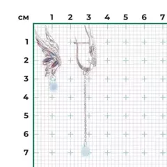 02-4739-00-201-0200-69- Серьги «Крылья» ассиметричные из серебра c топазом и эмалью