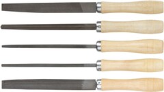 42510 Напильники, набор 5шт., деревянная ручка 150мм KУРС