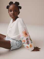 Блуза с вышивкой для девочки Next E76-887, Белый