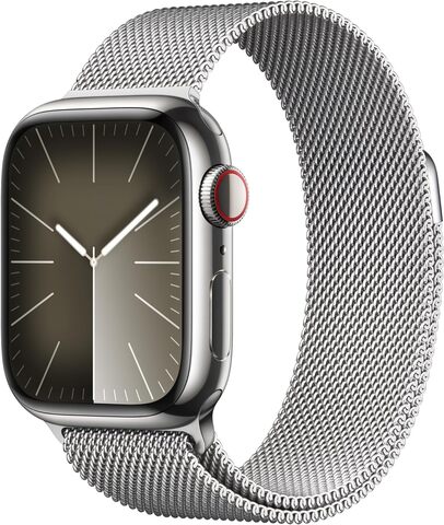 Умные часы Apple Watch Series 9 41 мм из стали серебристого цвета, миланский сетчатый браслет