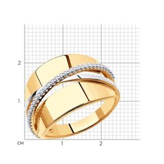 018775 - Широкое кольцо из золота с дорожкой из фианитов