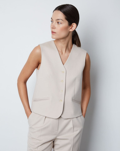 Жилет из шерсти Лоро Пиана молочный