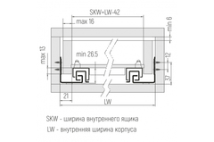 Направляющие с доводчиком  скрытого монтажа,SLIDESET, L500 SETE (1шт)