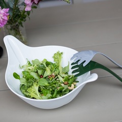 Салатник с приборами leaf, 4 л, бело-зеленый