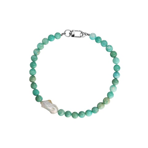 Колье PAULINE с амазонитом и барочной жемчужиной