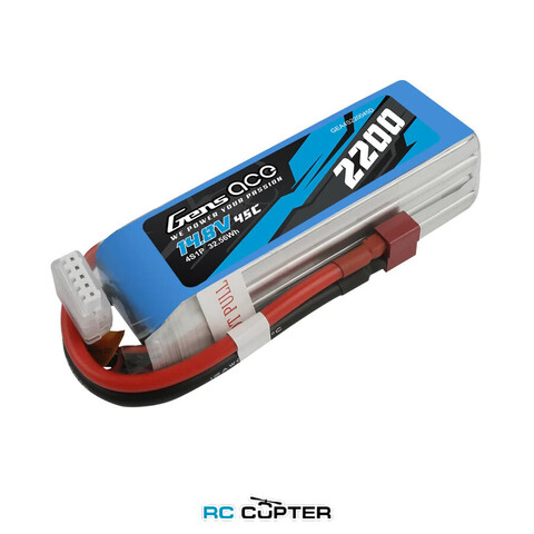 АКБ Gens Ace 2200mAh 14.8V 45C 4S1P Lipo Deans (T-Plug)