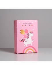 Коробка сборная одиночная Прямоугольник, «Единорог», 30*20*9 см, 1 шт.