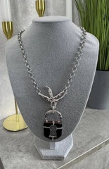 Колье ЗАМОК в клюве птицы в стиле Schiaparelli с черной эмалью