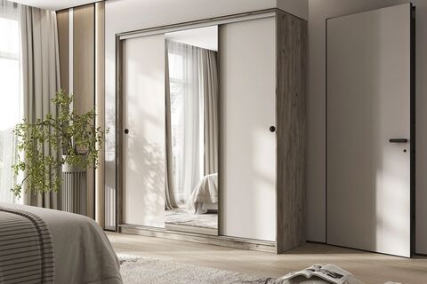 Шкаф-купе Альянс 2,0 м (Кашемир, Дуб Крафт Серый)