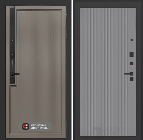 Входная дверь в квартиру с повышенной шумоизоляцией Лабиринт Лаб про 1 Велютто кофе 29 Серый софт рельеф (с текстурой)