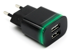 Адаптер/зарядной устройство USB 2.1/1.0А со светодиодом