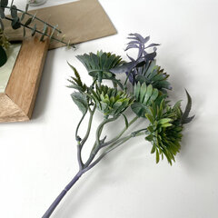 №2 Искусственная зелень  - календула флористическая, Фиолетовая пепельная, 3 объемные ветки, букет 31 см.