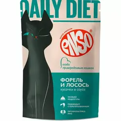 ENSO DAILY DIET пауч для взрослых привередливых кошек, кусочки в соусе с форелью и лососем 85г