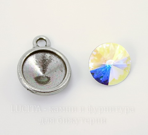 Сеттинг - основа - подвеска TierraCast "Грани" для страза 10 мм (цвет-античное серебро)