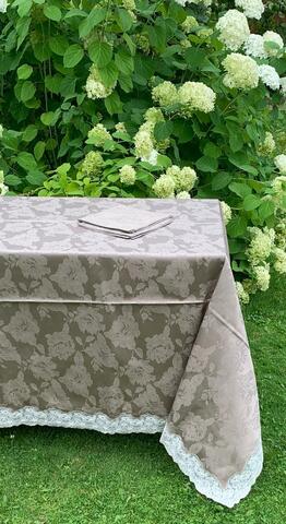 Скатерть 180x280 и 12 салфеток Palombella Brenda Vera темно-бежевые