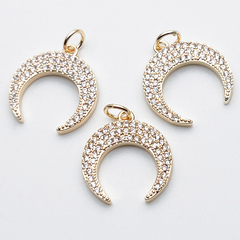 Подвеска Лунница, цвет золото, фианиты, размер 17*16 мм, цена за 1 шт