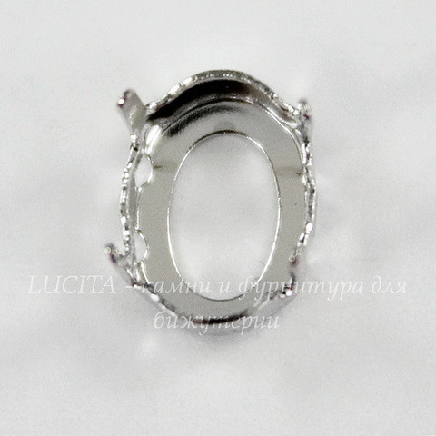 4122/S Сеттинг - основа Сваровски для страза Oval Rivoli 8х6 мм (цвет - античное серебро)
