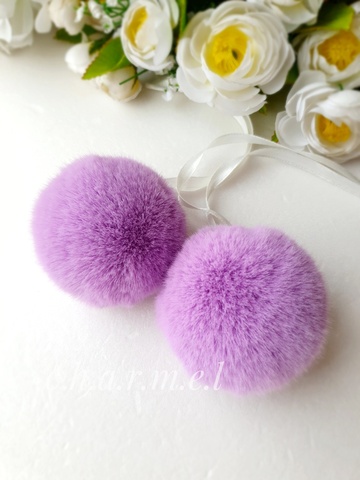 Eco-fur pompoms, 6 cm, color Arctic fox, 2 pieces