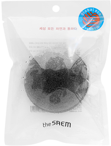 The Saem Спонж конняку 100% Charcoal Jelly Cleansing Puff