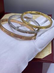 16237- Браслет LOVE тонкий в обсыпке из цирконов, lux качество VGOLD