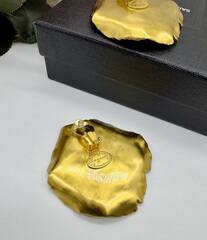 27341- Серьги ЦВЕТЫ крупные из латуни YSL с белой эмалью