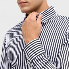 Сорочка мужская Eterna Slim Fit 1056-F11U-39 в броские чёрные полоски