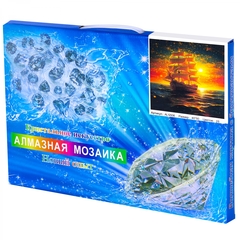 
          Алмазная мозаика Alingar, на подрамнике, с полным заполнением, (глянц), 40х50 см, 25 цветов, "Парусник на закате"